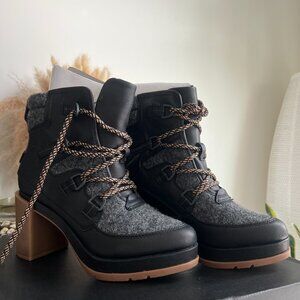 NWT Sorel Black Leather Blake Lace Booties (size 8 womens)